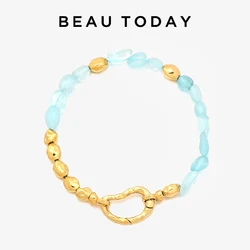 BEAUTODAY Bracelet Women Blue Sapphire 18K Gold Plated Vintage Female Jewerly Fashion Accessories Handmade 93214