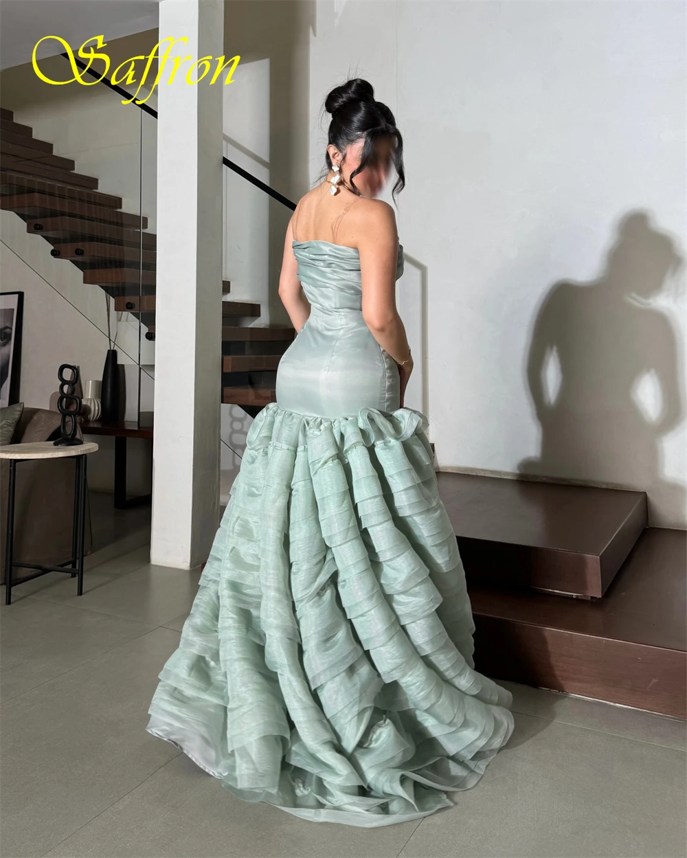 فستان سهرة مخصص بحورية البحر من الأورجانزا بدون حمالات، ثنيات رائعة للحفلات، فساتين مناسبة خاصة بدون ظهر