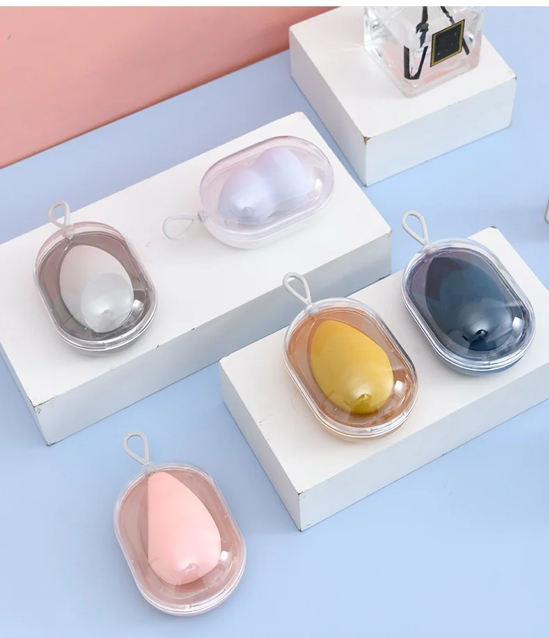 Cosmetic Egg With Storage Box Beauty Sponge Stand Storage Case Dry And Wet Powder Puff Box Blender Puff Case With Make Up Egg