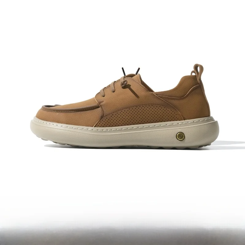 

New 2026 Spring Summer Men's Casual Leather Shoes Low Help Slip-On Soft Bottom Thick Bottom Retro Trending Workwear Footwear