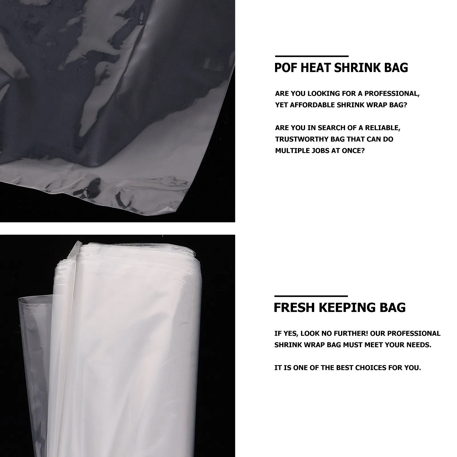200Pcs Clear Heat Shrink Film Bags Pof Material High Toughness Easy Storage Space Saving for Packing Display Shrink Wrap Bags