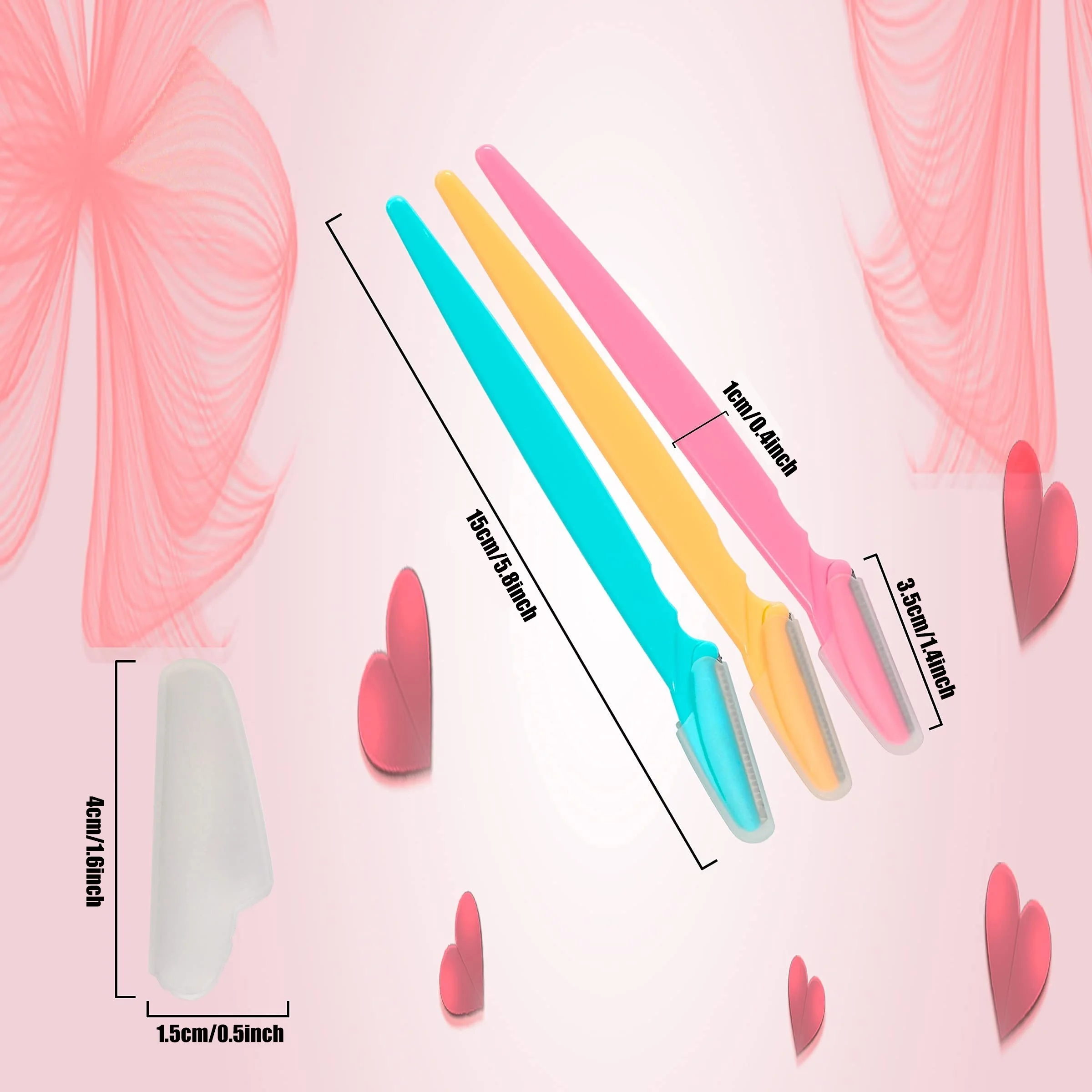 54 Three-Color Eyebrow Trimmers, Hair Removal Tools for Women, Facial Hair Removal Tools Suitable for Beginners, Hair Removal Razors with Protective Covers