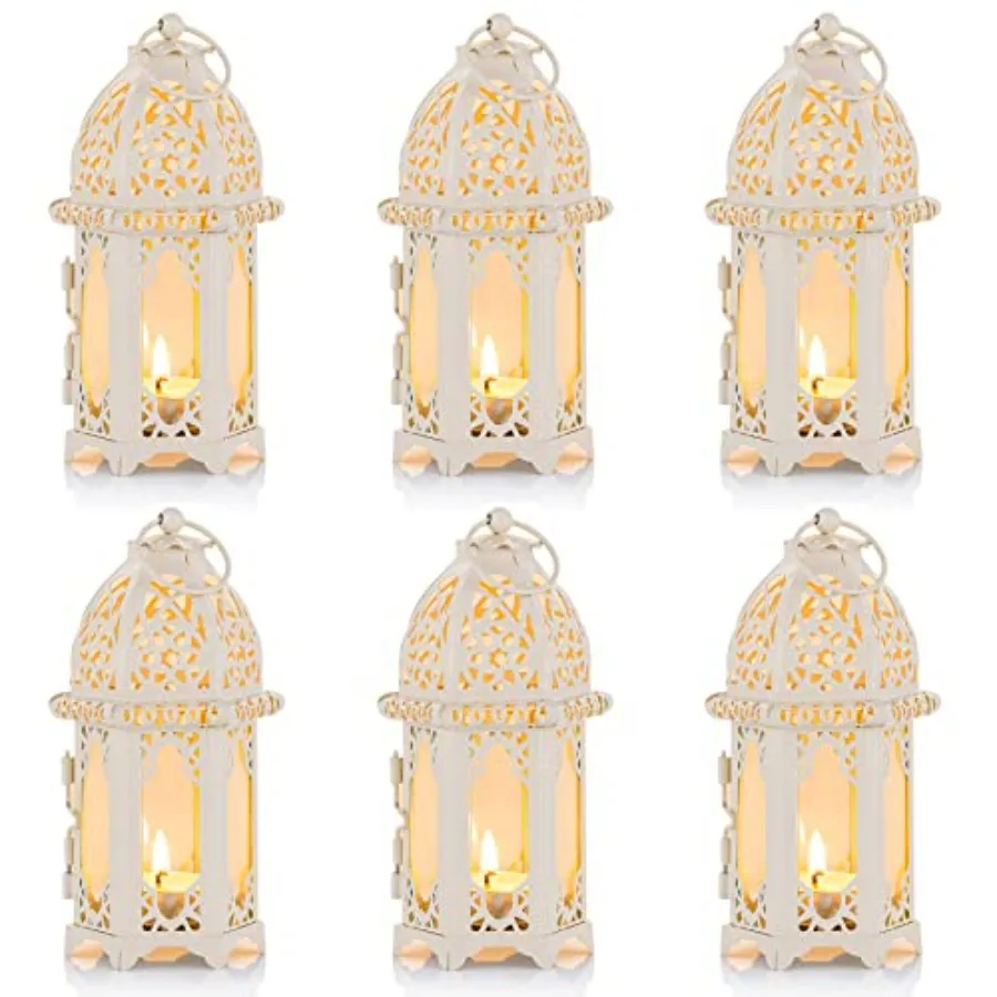 

Фонарь для свечей в марокканском стиле - подсвечник для чайных свечей с прозрачными стеклянными панелями, отлично подходит для патио, мероприятий в помещении/на улице