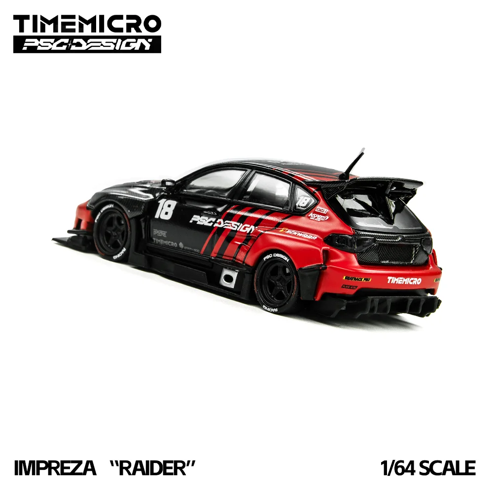 Pre-sale*TimeMicro 1:64 Impreza Raider Red&Black Diecast Car Model Simulation Alloy Vehicle For Hobby Collection Diorama Display view 6