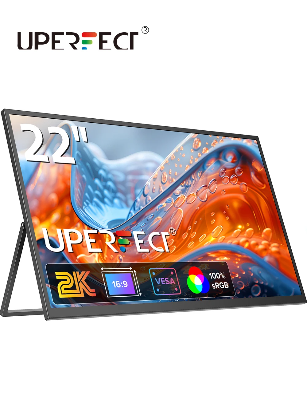 

UPERFECT 22 inch 2K Portable Monitor 2560*1440 QHD FreeSync IPS HDR Gaming Display USB-C HDMI Travel Second Screen for Computer