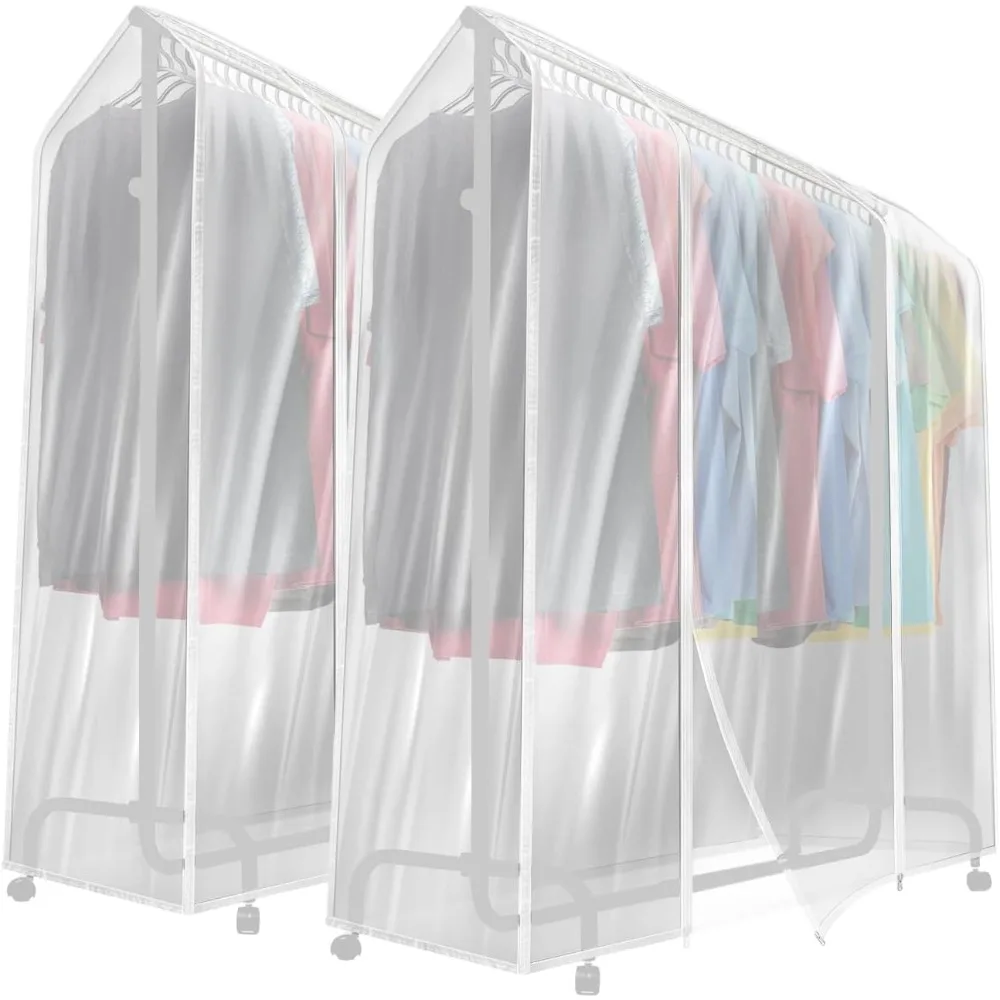 

6ft Transparent Garment Rack Covers (2-Pack) - Waterproof and Dustproof Coat Hanger Protection