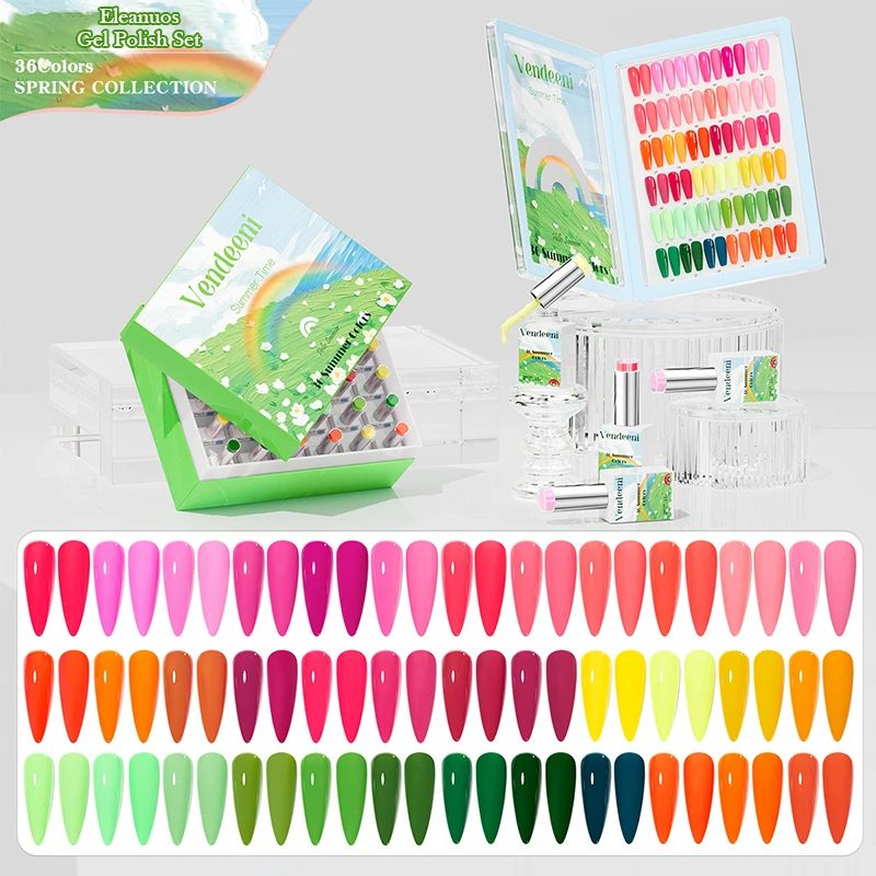 

36 Colors Gel Polish Set Spring Summer Collection Candy Color Bright UV Gel Nail Art Kit Soak Off Manicure Varnish Salon Tools