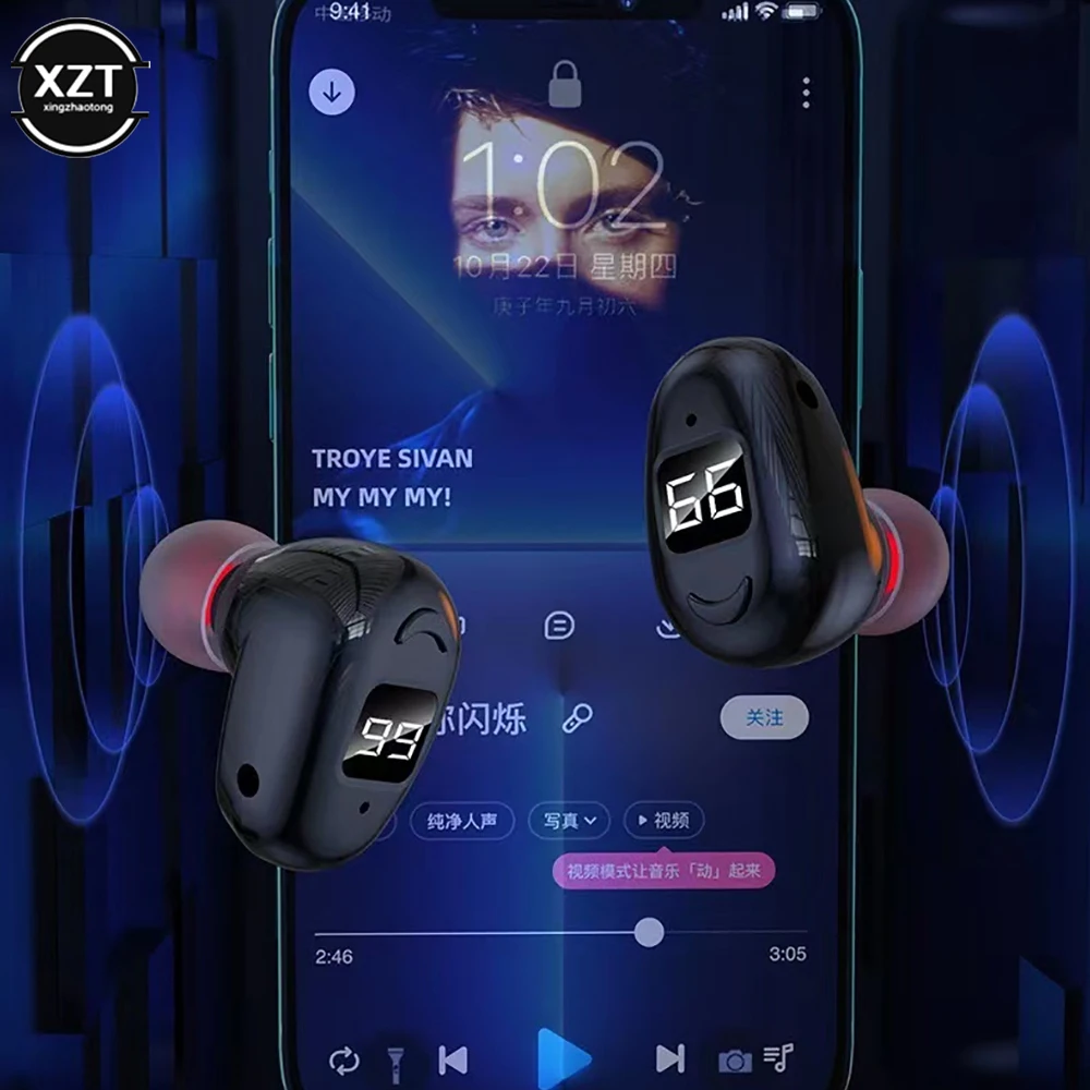 S980 New Digital Bluetooth Earphones Mini In Ear Invisible Extra Long Standby Business LED Display Earplugs