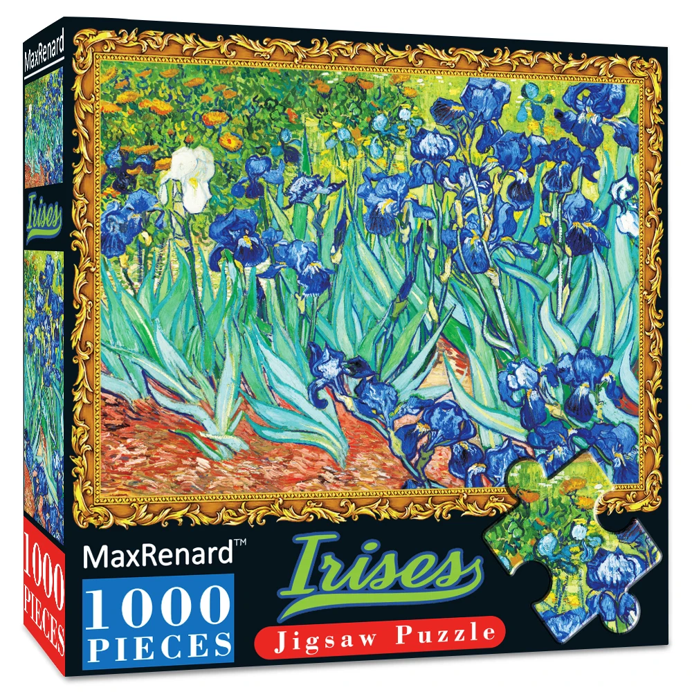 Maxrenard Jigsaw Puzzle 1000 Pieces for Adult Game Van Gogh Irises Artwork Environmentally Friendly Paper Christmas Gift Toy