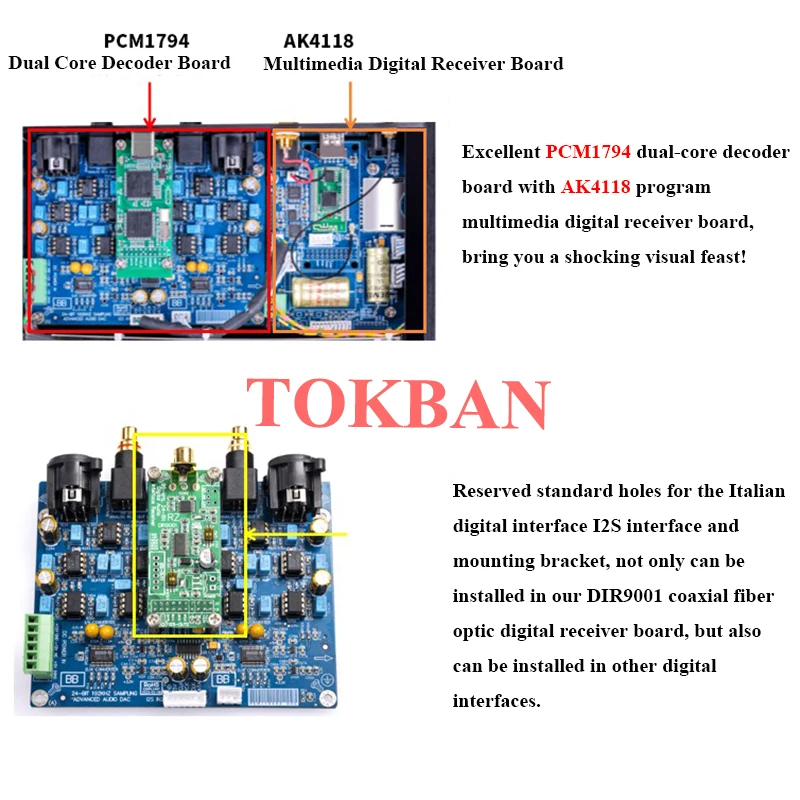 Tokban Audio 3425R DAC Dual Core PCM1794 Decoder AK4118 Receive Multi-Input Balanced XLR Bluetooth 5.0 HIFI Preamplifier