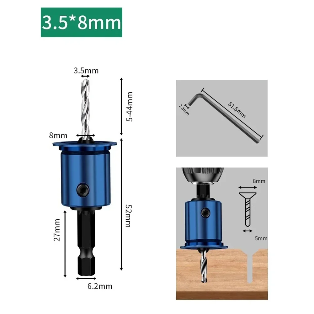 Imagem -04 - Haste Escareada Broca Liga Núcleo Limitador Escareador Broca Roteador Bit Ferramenta para Trabalhar Madeira Furo de Perfuração mm