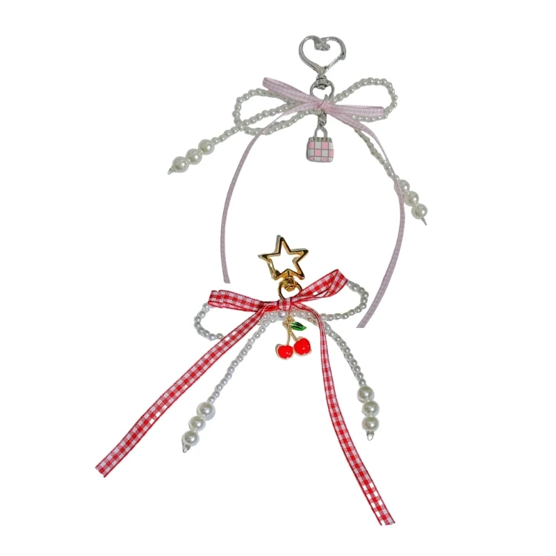 Elegant Heart Bowknot Love Charm Portable Keychain Charm Sturdy Pendant for Handbags Perfect for Daily Use Gifting 37JB