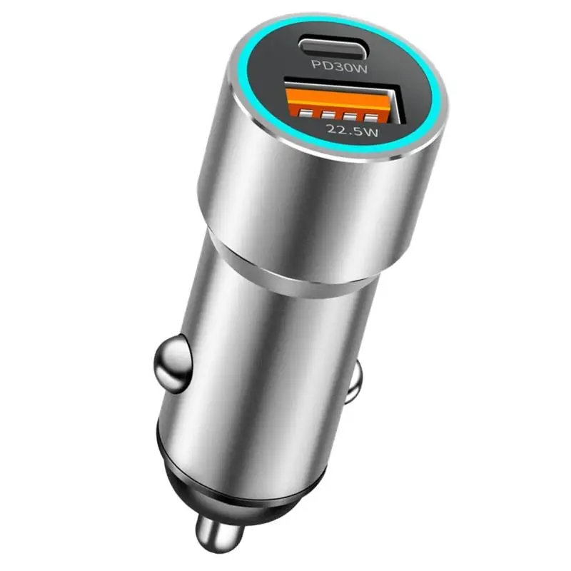 Car USB Car Adapter 2 Port USB Car PD30W+QC22.5W Phone Cigarettes Lighters USB Adapter