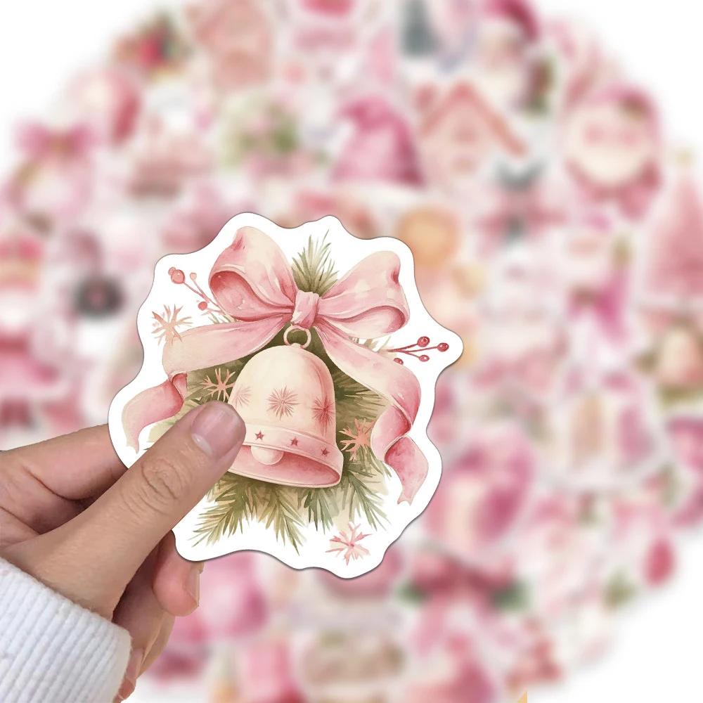 10/30/50 قطعة الوردي لطيف عيد الميلاد الكرتون ملصقات الشارات DIY بها بنفسك القرطاسية الهاتف الأمتعة مذكرات مقاوم للماء الجمالية الكتابة على الجدران ملصق