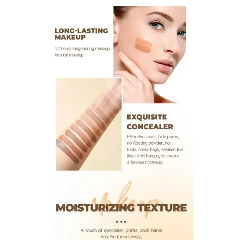 フルカバレッジ液体コンシーラー防水ファンデーションメイクアップベース長期的なクリームくまにきびナチュラルマット