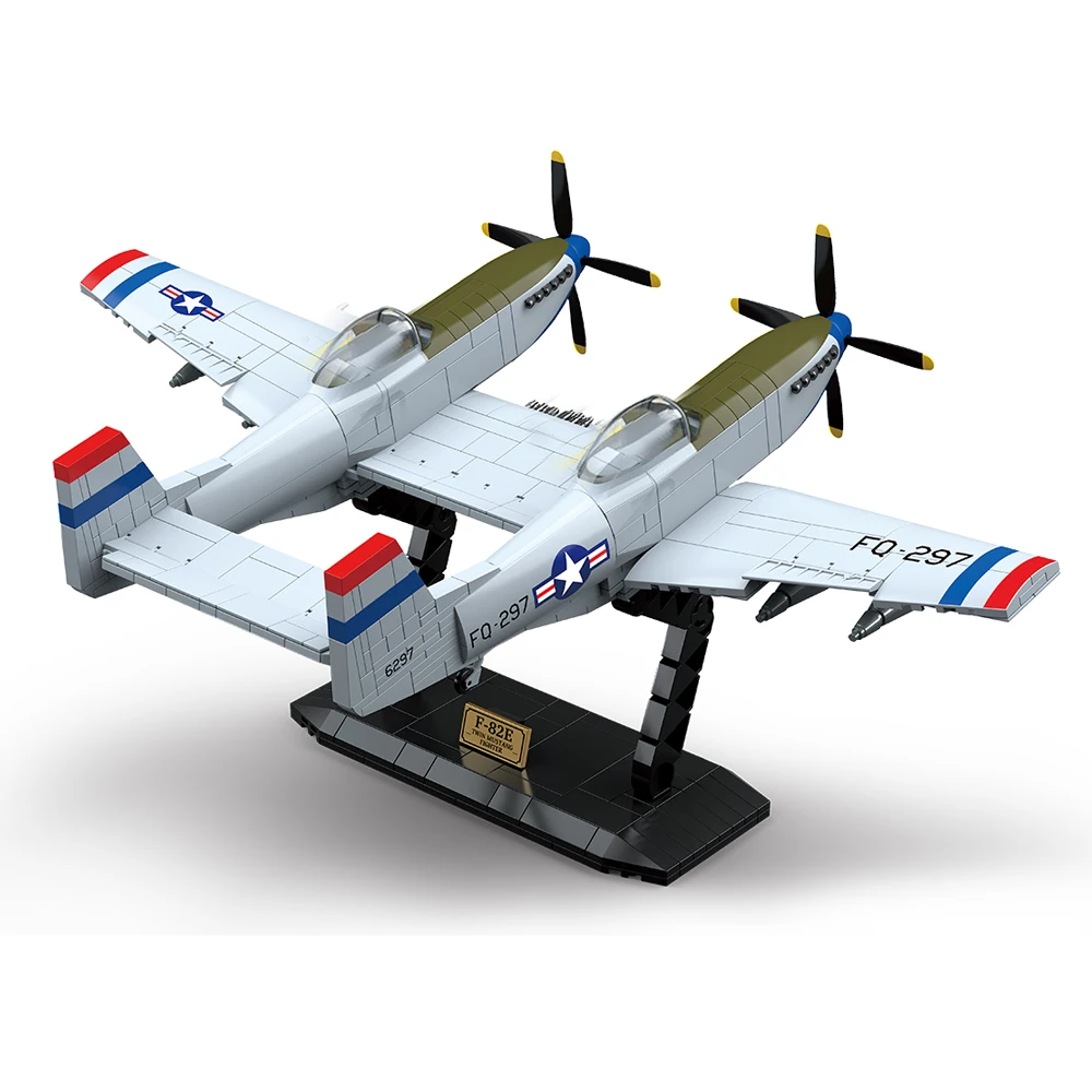 حار اللبنات العسكرية F-82 التوأم موستانج كتل الطائرات سلاح القوات الجوية الأمريكية مقاعدين مقاتلة WW2 نموذج طائرة الطوب