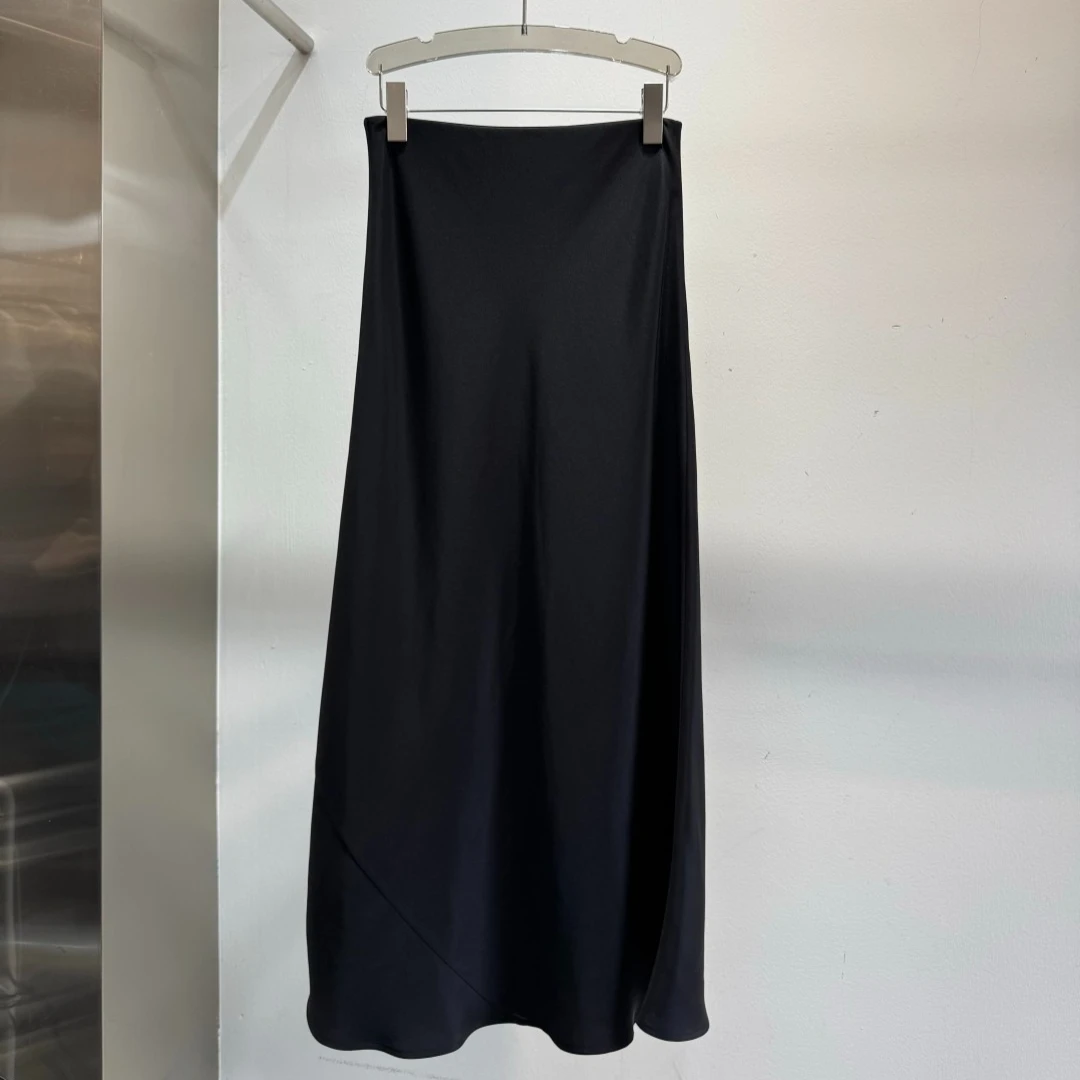 Extra Heavyweight Silk Crepe Vintage Bias Cut Midi Skirt