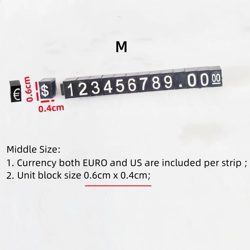 50 conjuntos de mini jóias de plástico número preço barra tira exibição marcada partículas stands destacáveis com moeda