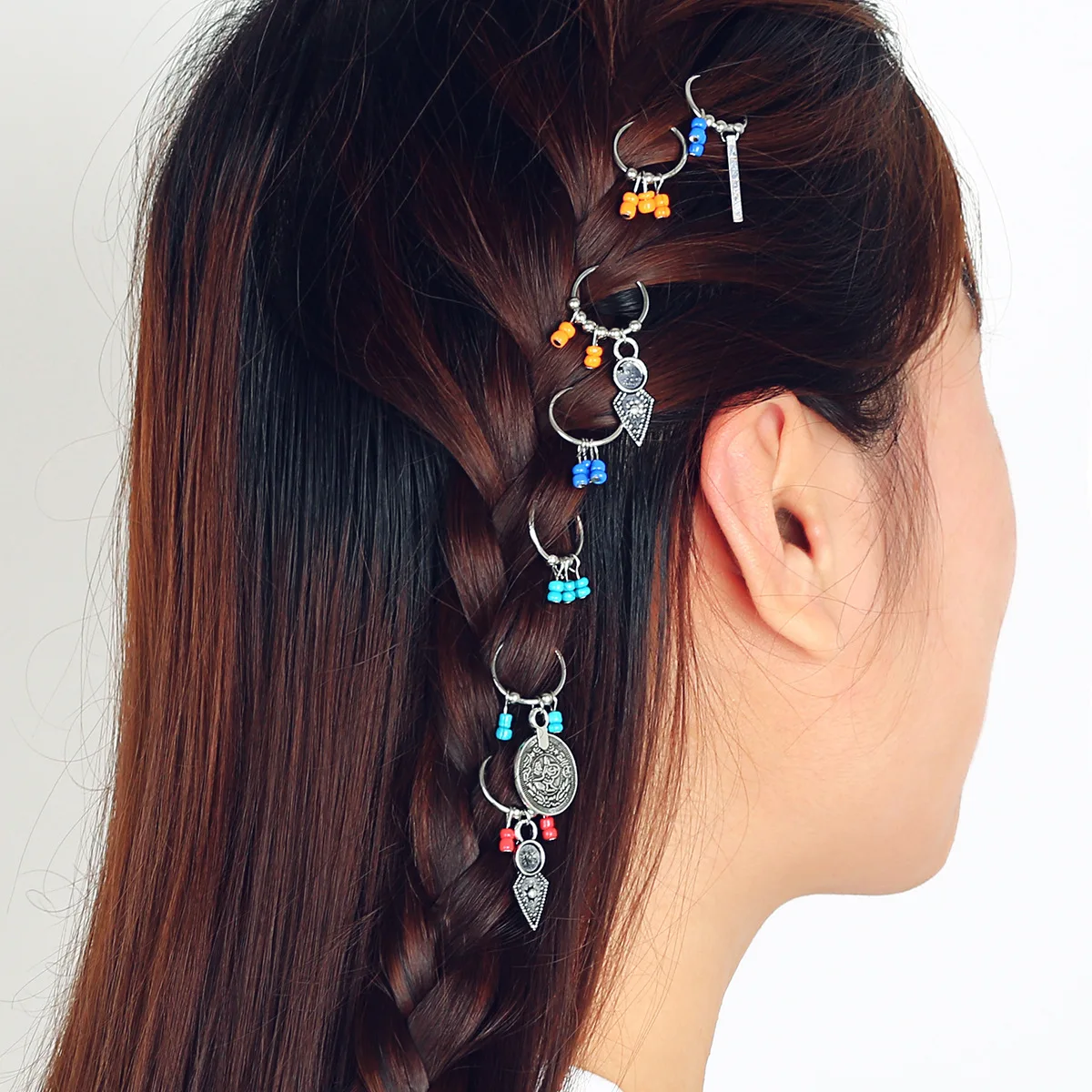 European and American cross-border jewelry, fashion personalized braids, trendy headgear women, leaf coins DIY pendants, hair ac