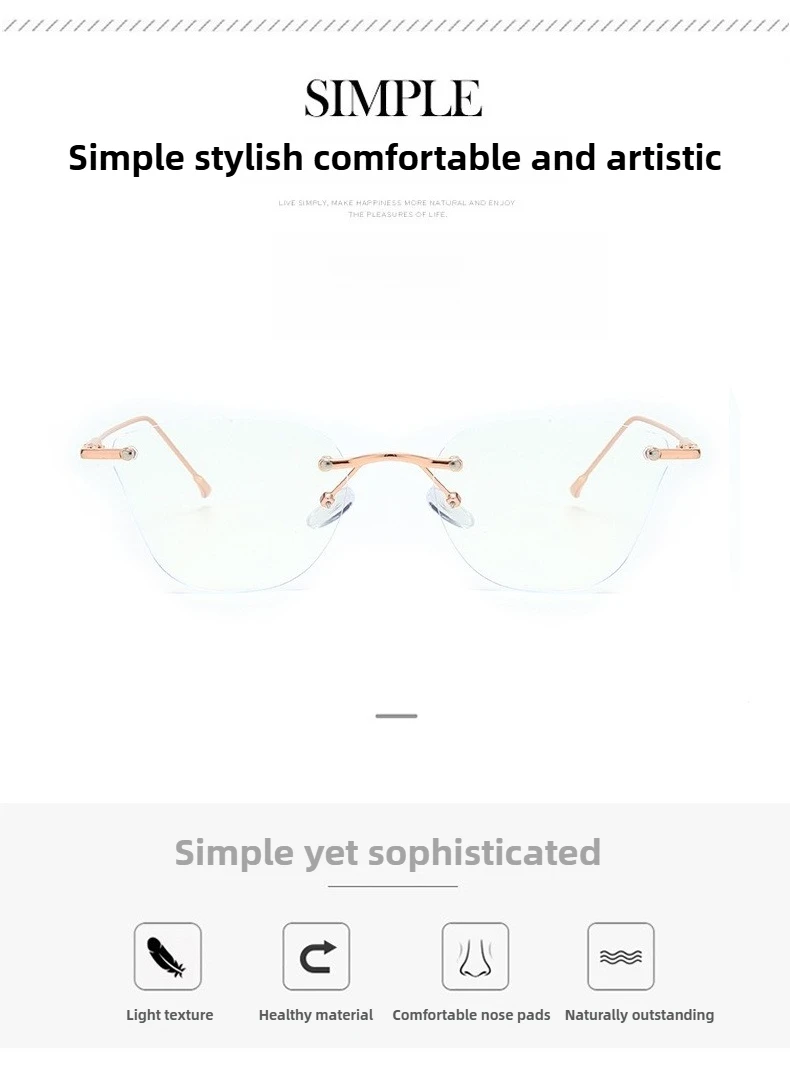 2025 Neue Modische Rahmenlose Hochmoderne Damen-Kurzsichtigkeitsbrille Ultraleichte Neutrale Elegante Luxus Anti-Blaulicht-Brille – Detail 3