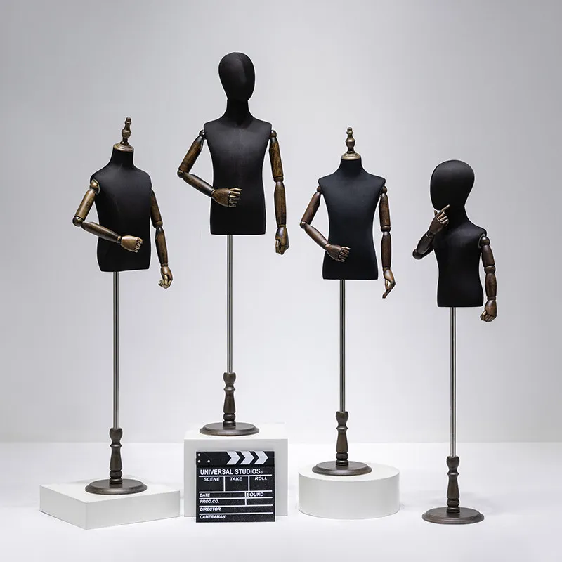Bald Head Sewing Mannequins Half Body For Cloth Dummy Display With Wood Hand Articulated,Dress Form Child Troso