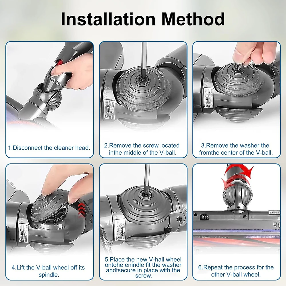 V-Ball Wheel Accessories for Dyson V6 V7 V8 V10 V11 V12 DC58 DC59 DC62 DC74 Vacuum Cleaner 35W 50W Direct Drive Cleaner Head