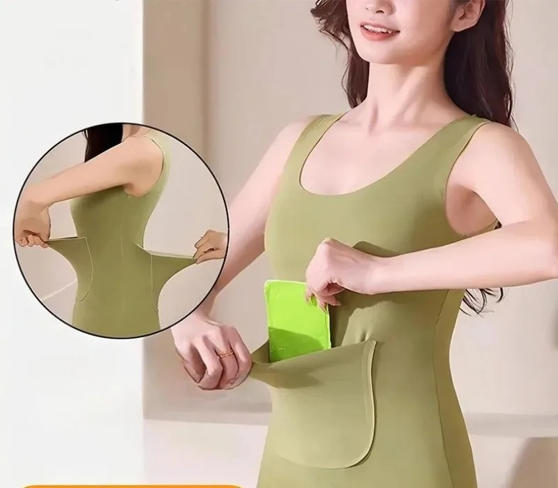 

Термовест Slim Fit Dralon – женская защита живота с двумя карманами, теплая майка на флисовой подкладке для холодной погоды