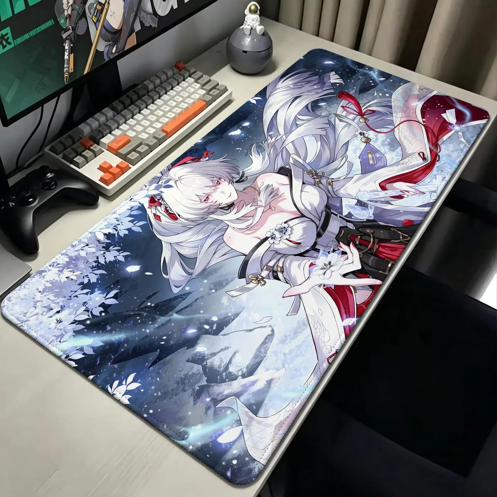 XXL Anime E‑Sports Mousepad, Stitched Wearproof Edges, Smooth Non‑Slip Mat for Desktop & Laptop Games Wuthering Waves HIYUKI