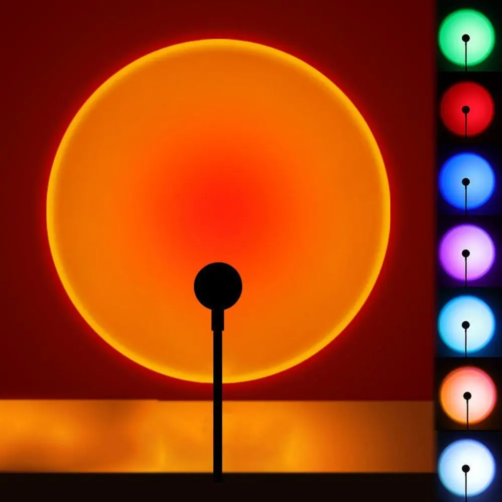 New USB LED Sunset Lamp ABS Compact and Portable Projector Lamp 14 Modes Seven Colors Nightlights For Bedroom Living Room Wall