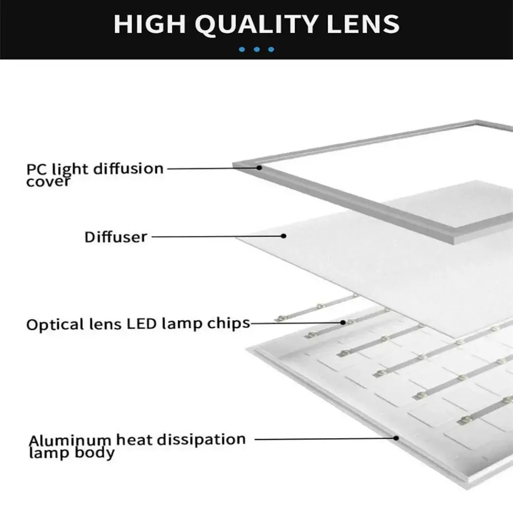 6Pack 1-4FT 50W 6000K LED Flat Panel Light Dimmable Eye Protection Ultra Thin Flush Mount Ceiling Fixture Home Office Use