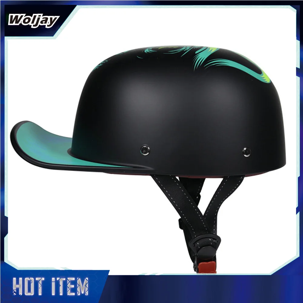 

Vintage Open Face Motorcycle Helmet Baseball Cap Half Helmets Retro Men Women for Cruiser Moped Cap Jet - DOT Certified