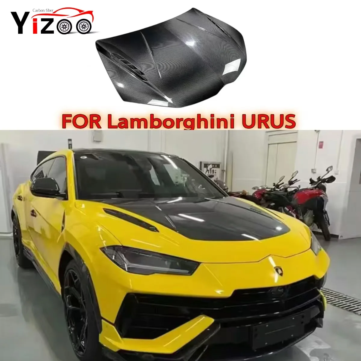 

For Lamborghini URUS 2023 P Style Dry Carbon Fiber Car Front Engine Hood Vent Cover Parts Upgrade body kit