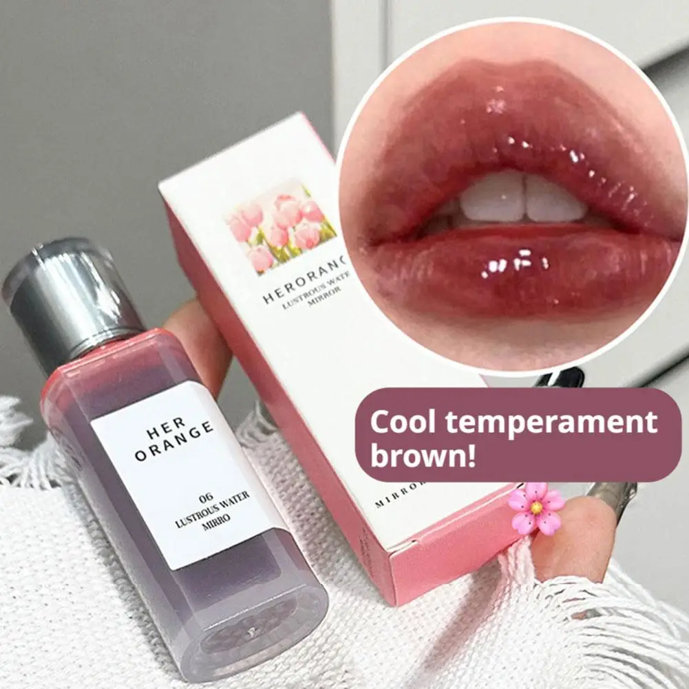 Lápiz labial hidratante brillante de higo marca HERORANGE espejo labio glaseado duradero hidratante Sexy encantador brillante cuidado de maquillaje de labios coreano