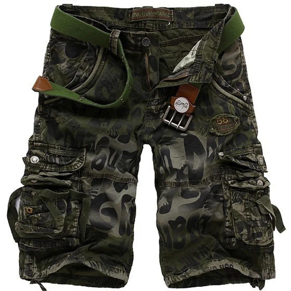 Summer Men's Camouflage Printed Work Shorts Multi-Pocket Zipper Button Military Combat Five Shorts Daily Street Casual Shorts