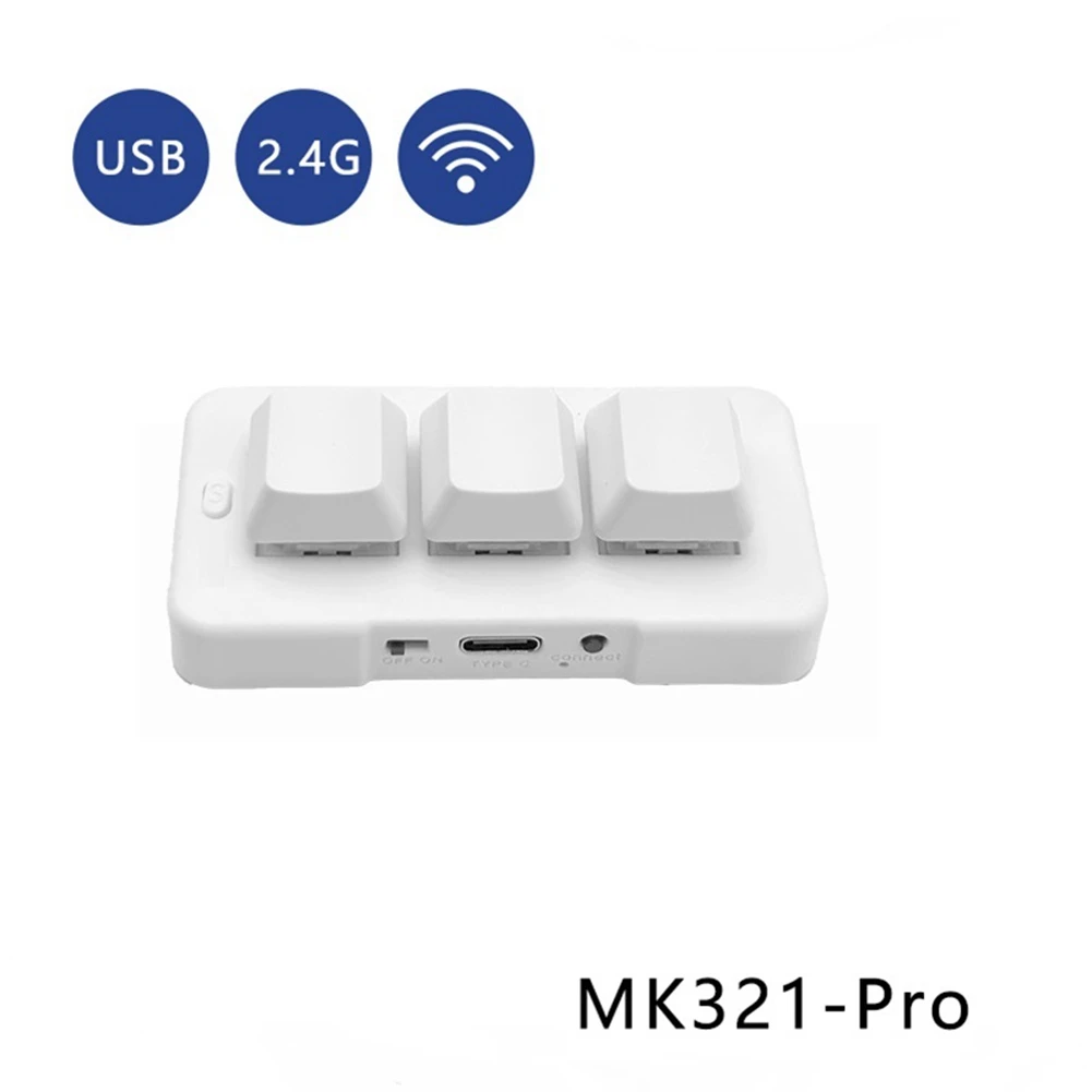 MK321-Pro Customized Keyboard Mechanical Blue Switch RGB Light 3-Mode USB+2.4G Wireless+Bluetooth Connection Keyboard