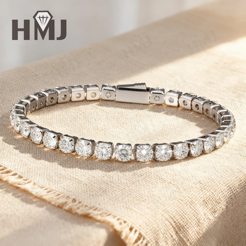 

Классический теннисный браслет из муассанита для женщин, 4 мм/5 мм, свадебные украшения для выпускного вечера, подарок для матери или жены (размер 6,5–7,5 дюйма)