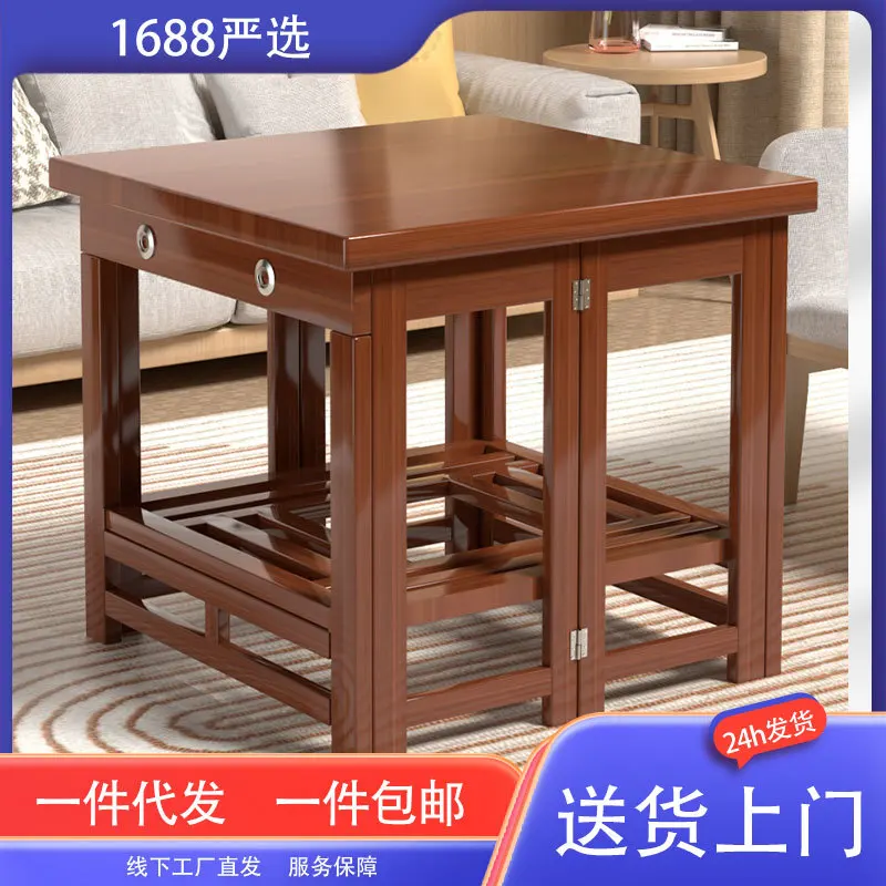 Fire Table Home Fire Rack Square Foldable Solid Wood Heating Table Multifunctional Square Thickened Solid Wood