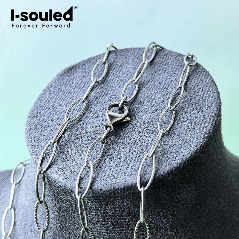 

5.0mm pure titanium striped interval necklace, fashionable, versatile, lightweight, waterproof