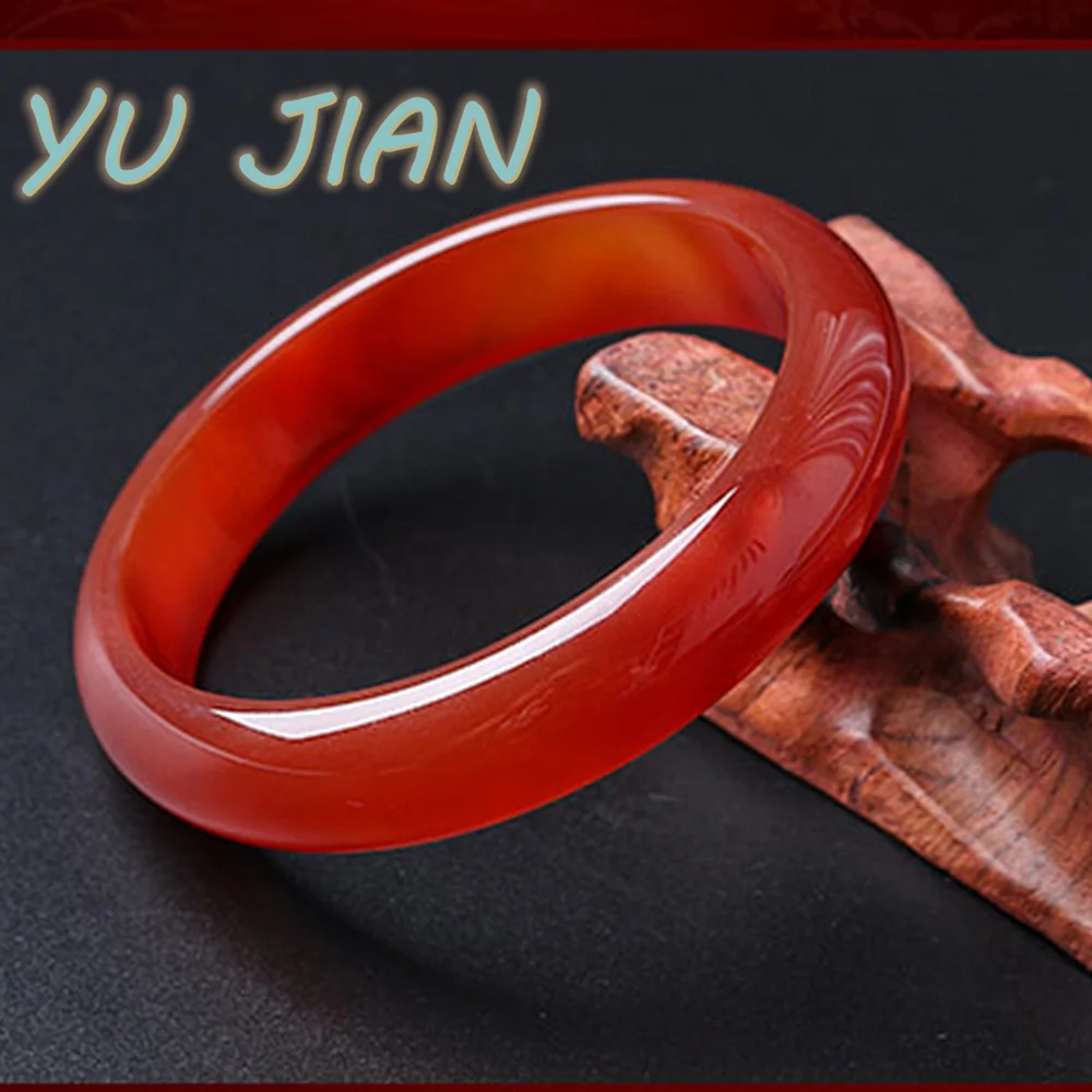 Warring States Red Agate Chalcedony Bangle Fashion Natural Original Texture Real Jade Bracelet Handring FINE Jewelry