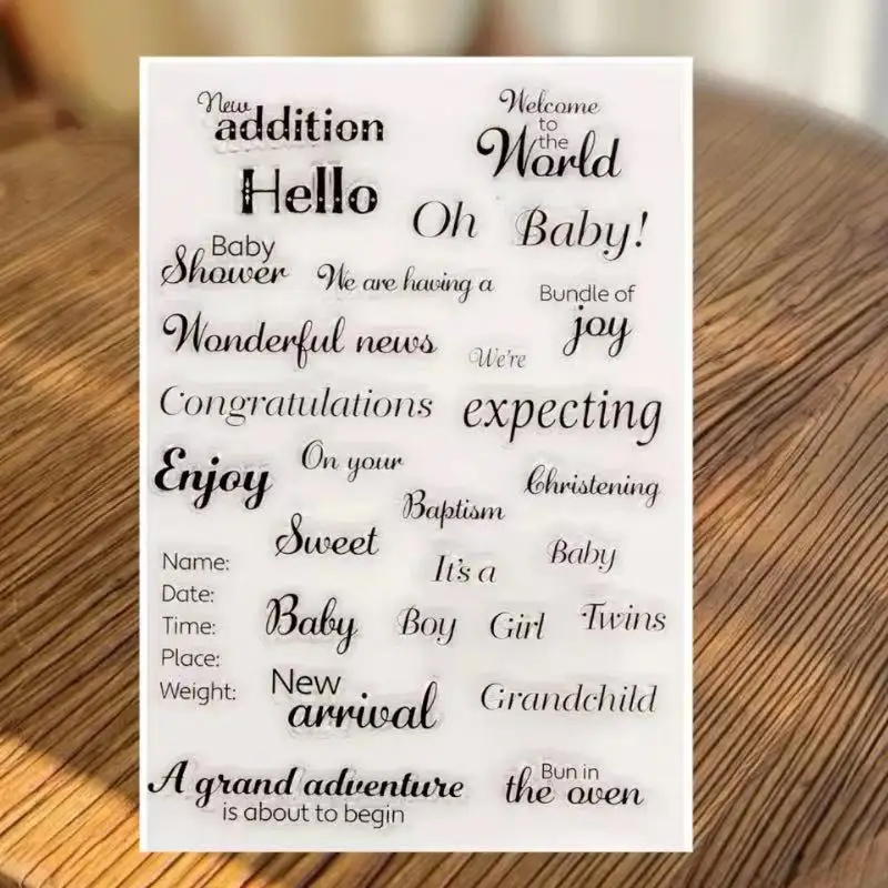 Hello Girl or Boy Baby short sentences word Transparent Seal DIY Handbook Scrapbook Trimming Book Finished Product Seal stamps