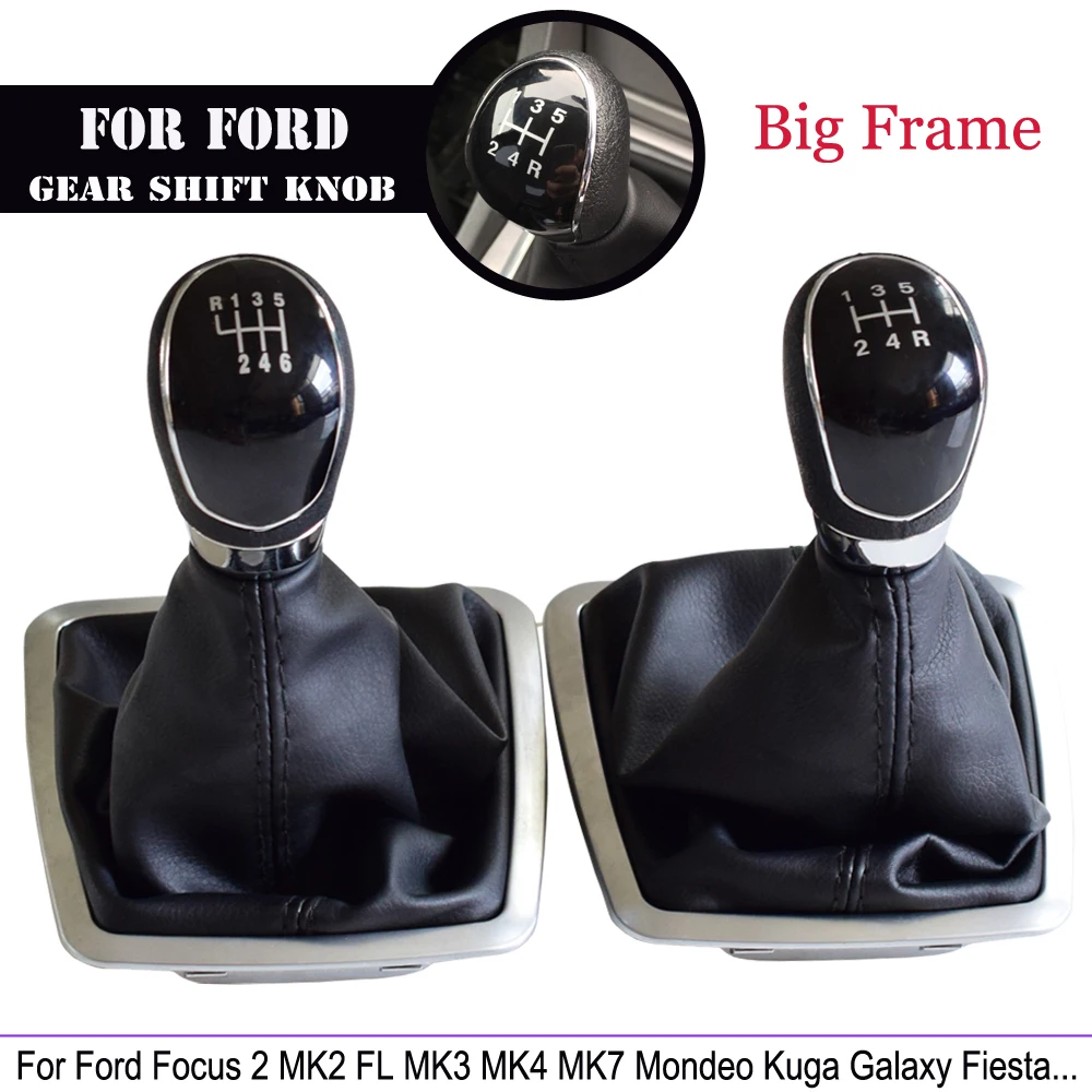 Fit For Ford Focus 2 MK2 FL C-MAX 06-11 MK3 MK4 Galaxy MT 5/6 Speed Gear Shift Knob Lever Gaiter Boot Leather Cover