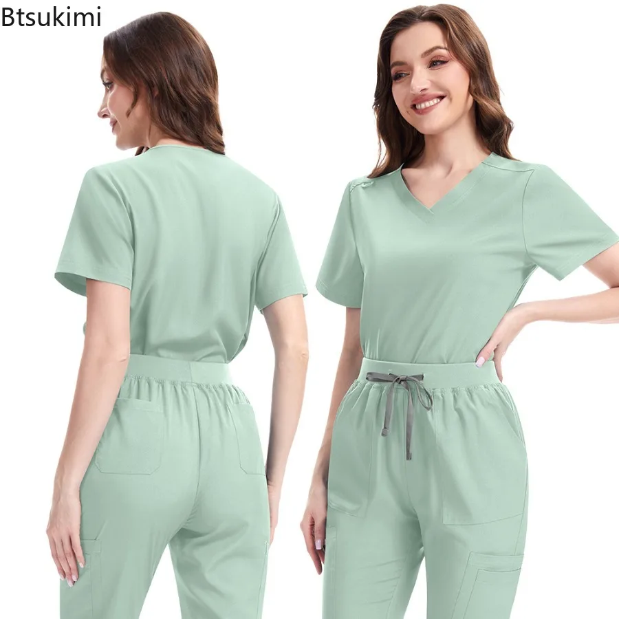 New Slim Fit Women Scrubs Sets Woman Medical Uniforms Nurses Accessories Clinic Beauty Salon Spa Pet Shop Workwear Clothing view 2