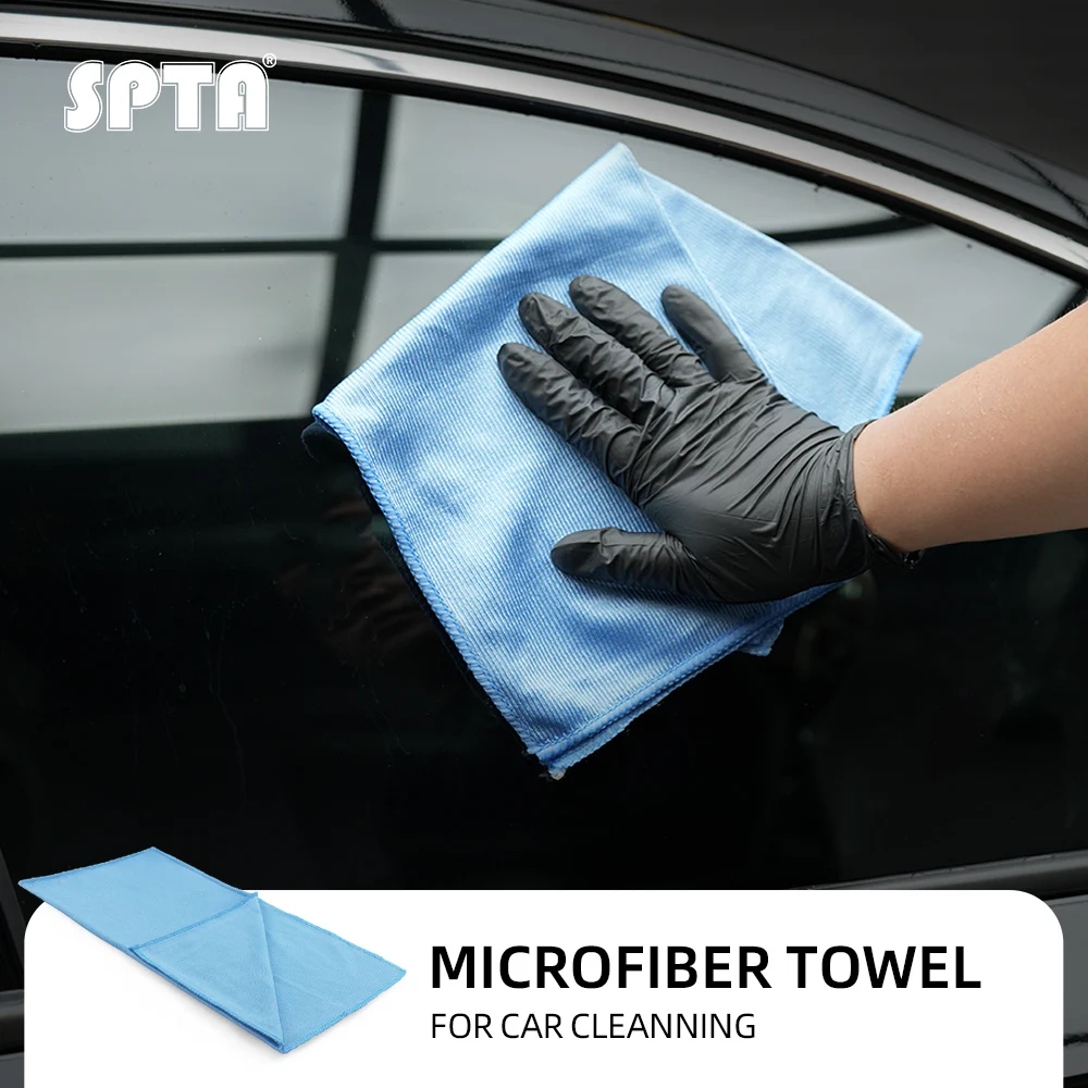 

SPTA 1Pc Ultra Fine Blue Car Wash Towel Microfiber Cloth 300GSM for Window Windshields Mirrors Glass Cleaning