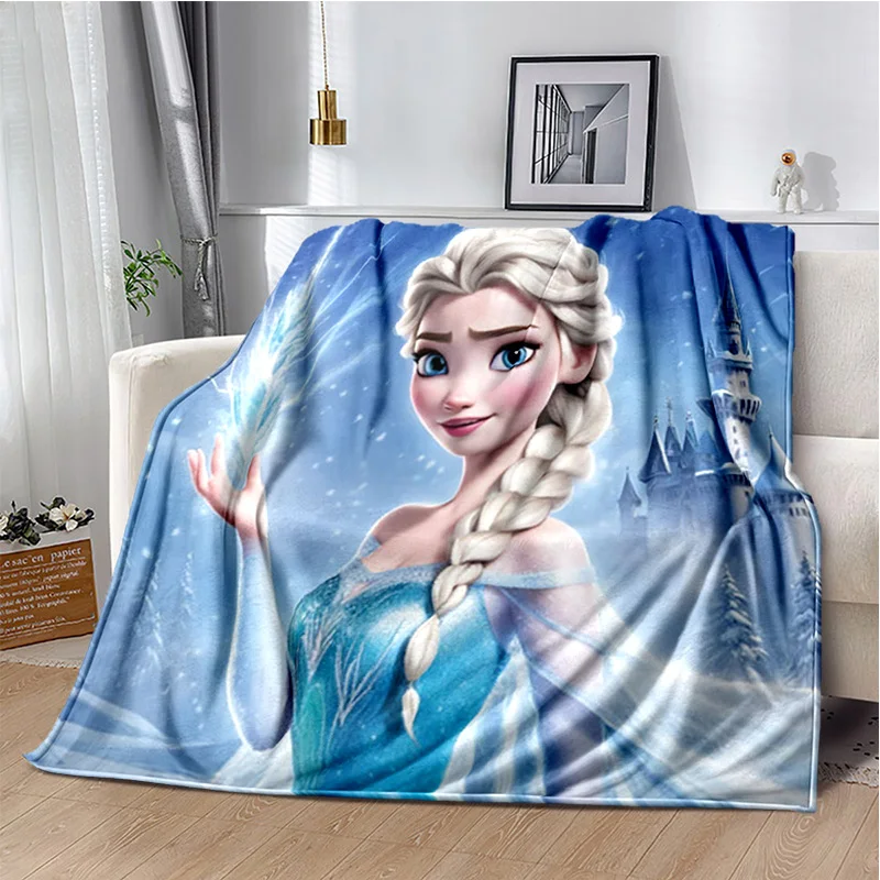 Miękki pluszowy koc Cartoon Frozen Elsa, śnieżna księżniczka flanelowy koc do salonu sypialnia narzuta na sofę dziewczyna prezent