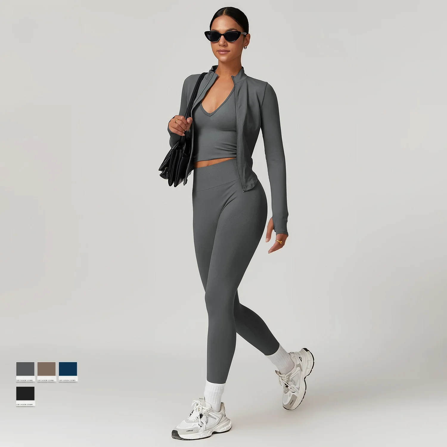 Seamless Matching Gym Set Women Yoga Set with jacket Workout Tracksuit Fitness Active Wear Sport I Shaped Vest Push Up Shorts