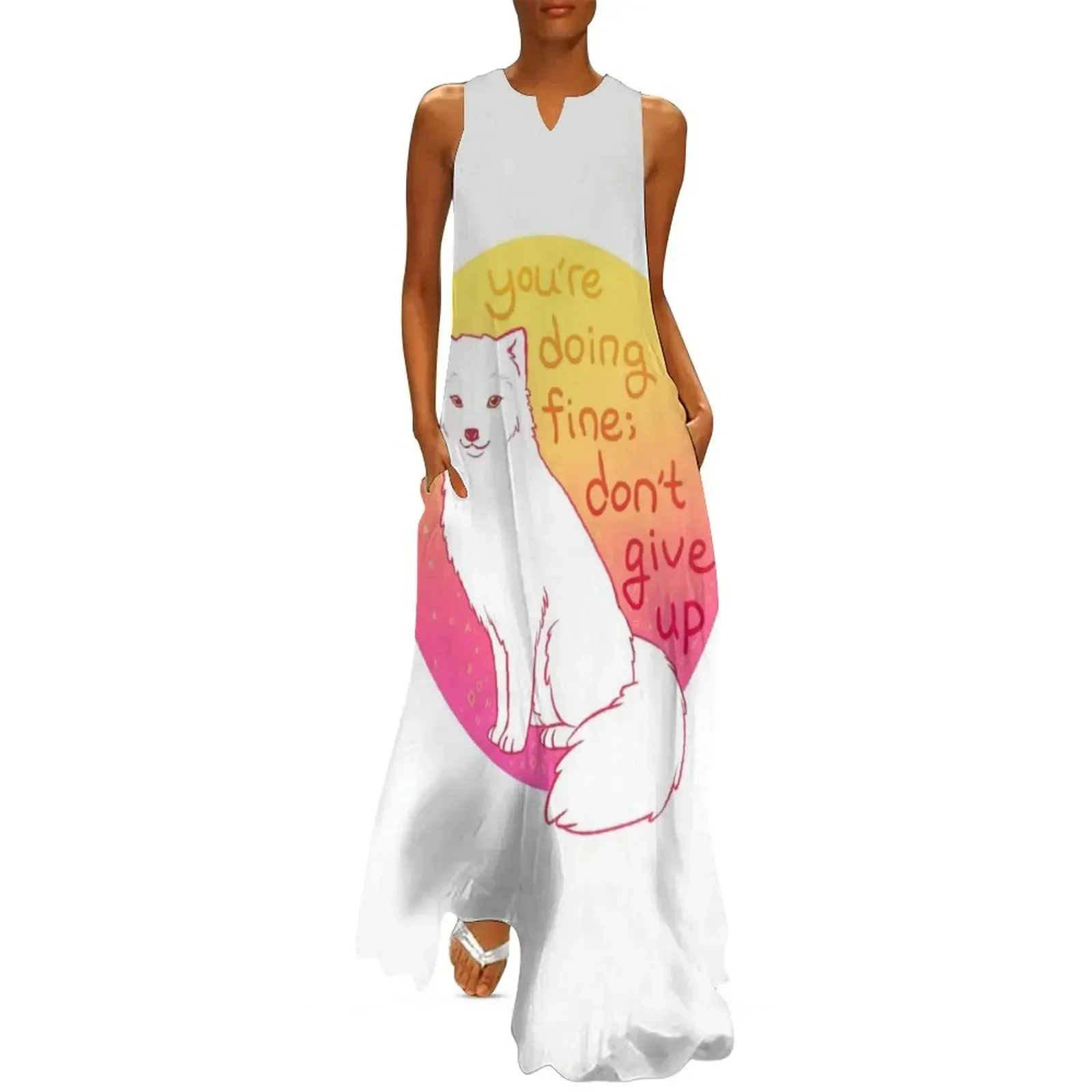 

Don't Give Up Encouraging Arctic Fox Long Dress Women's dresses evening dresses ladies Women's summer skirt Dress