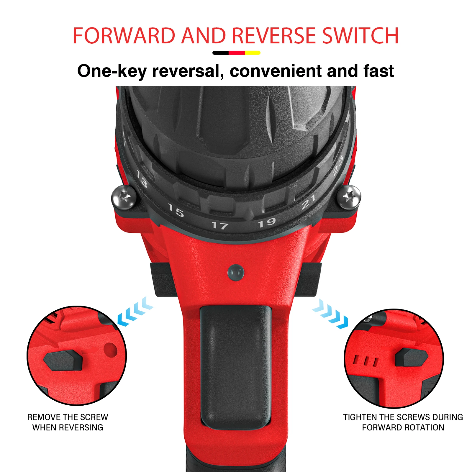 BRIEFNESS Taladro Inalámbrico 21V 25 1 Ajuste de Par con 2 Baterías 29 Accesorios, 2 Luces de Trabajo LED de Velocidad Variable DIY para el hogar