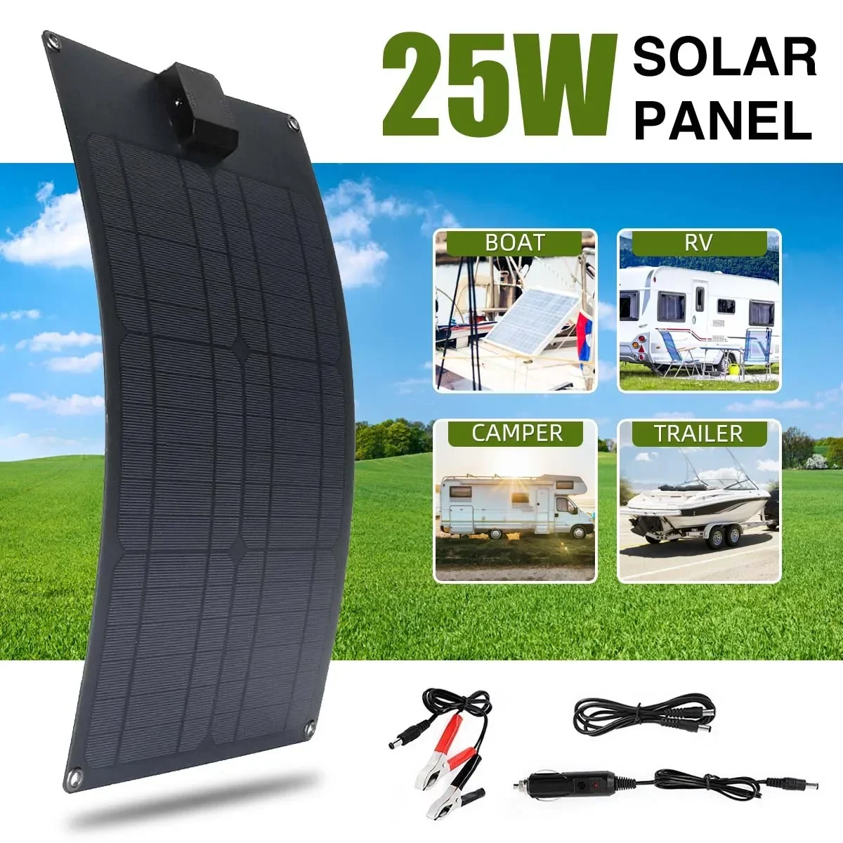 Portable Solar Charger Panel,25W 18V Climbing Fast Charger Polysilicon,Travel DIY Solar Charger Generator,Solar Solution, Home