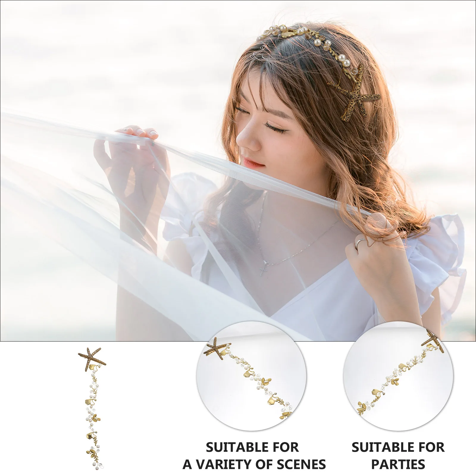

Pearl Headband Vintage Bridal Hair Accessories Elegant Wedding Headdress Retro Alloy Women Holiday Christmas