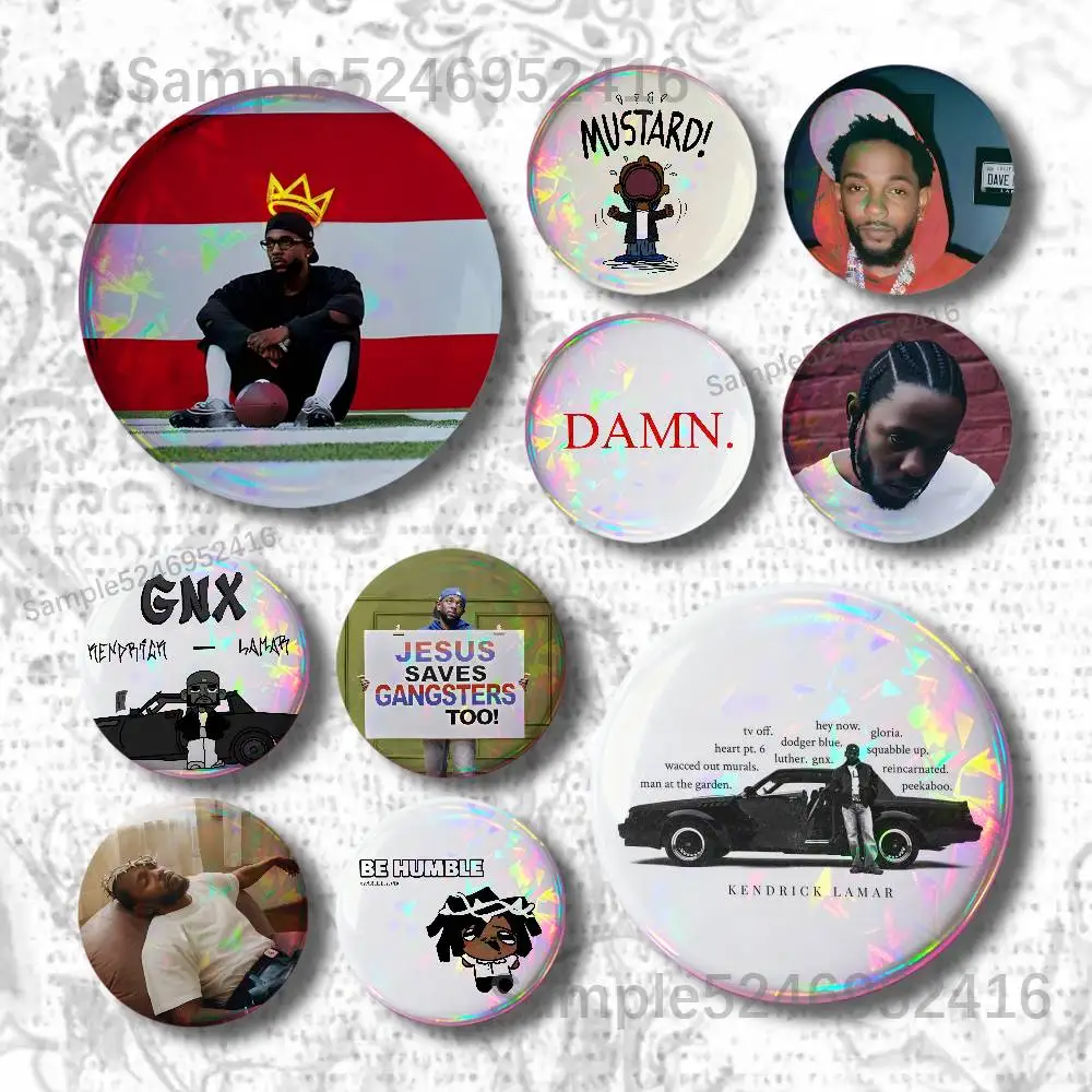 GNX K-Kendrick Lamar Laser Badge Creative Pins Brooch for Bag Clothes Hat Decor Gifts Fans Collect Accessories Lapel Pin